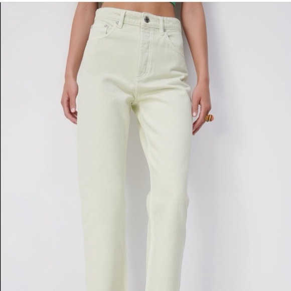 🍈 ZARA CITRON HIGH WAIST STRAIGHG LEG ANKLE LENGTH DENIM JEANS! - Picture 14 of 16